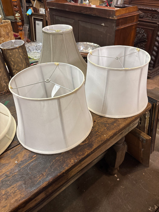 PAIR OF MEDIUM WHITE CYLINDER SHADES