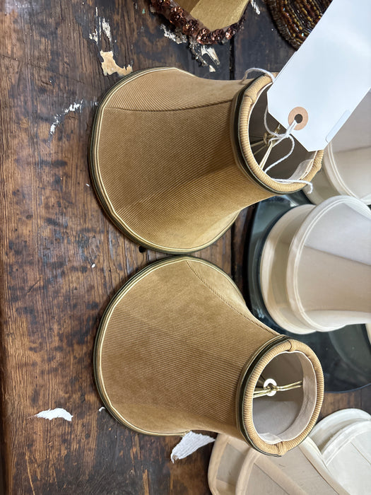 PAIR OF BROWN WITH GREEN LINING SHADES