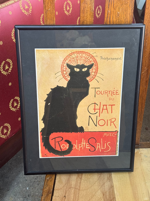 SMALL BLACk FRAMED PRINT OF THE CHAT NOIR
