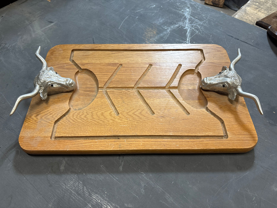LONGHORN WOOD MEAT TRAY