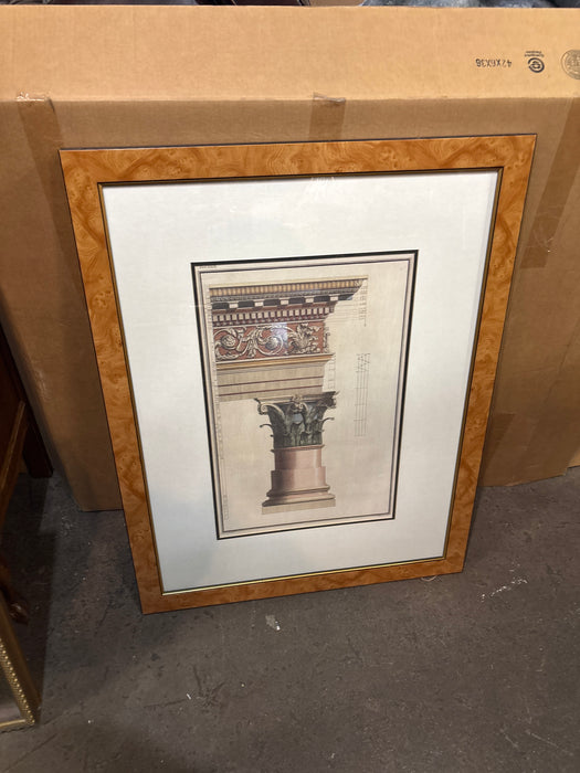 LARGE FRAMED HAND COLORED 18TH CENTURY ARCHITECTURAL ENGRAVING