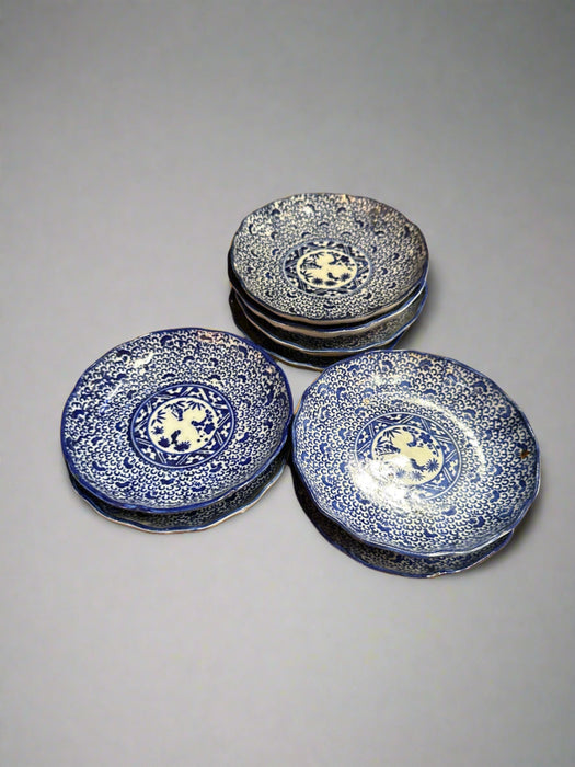 SET OF 8 BLUE AND WHITE IMAR SMALL PLATES