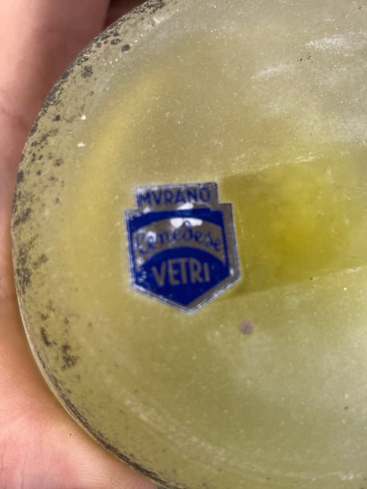ODD SHAPED GREENISH YELLOW GLASS VASE