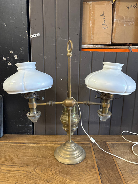 19TH CENTRY STUDENT BRASS LAMP - CONVERTED FROM OIL LAMP