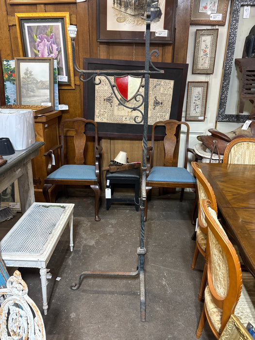 ANTIQUE WROUGHT IRON FLOOR LAMP WITH SHIELD