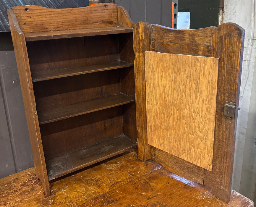 TURN OF THE CENTURY OAK MIRRORED MEDICINE CABINET
