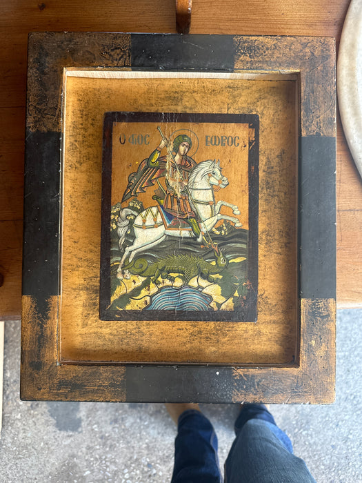 SMALL FRAMED SAINT GEORGE SLAYING THE DRAGON