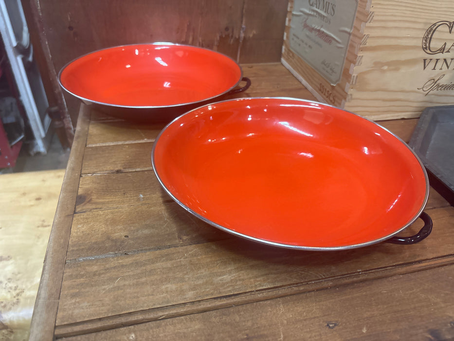 PAIR OF LARGE RED YUGOSLAVIA SAUTÉ PANS