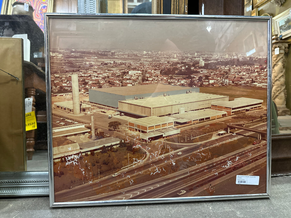 BRUSHED CHROME MODERN FRAME WITH INDUSTRIAL PHOTOGRAPH