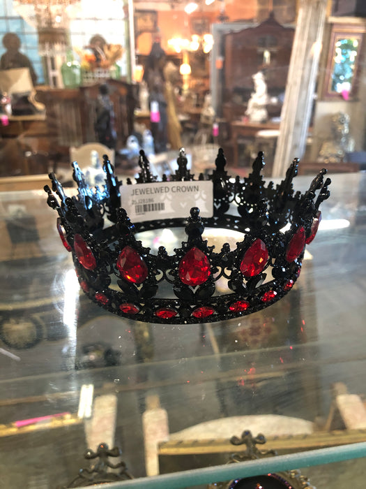 BLACK AND RUBY JEWELED CROWN