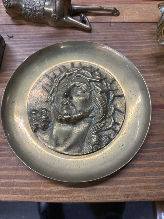 ROUND BRASS JESUS PLAQUE