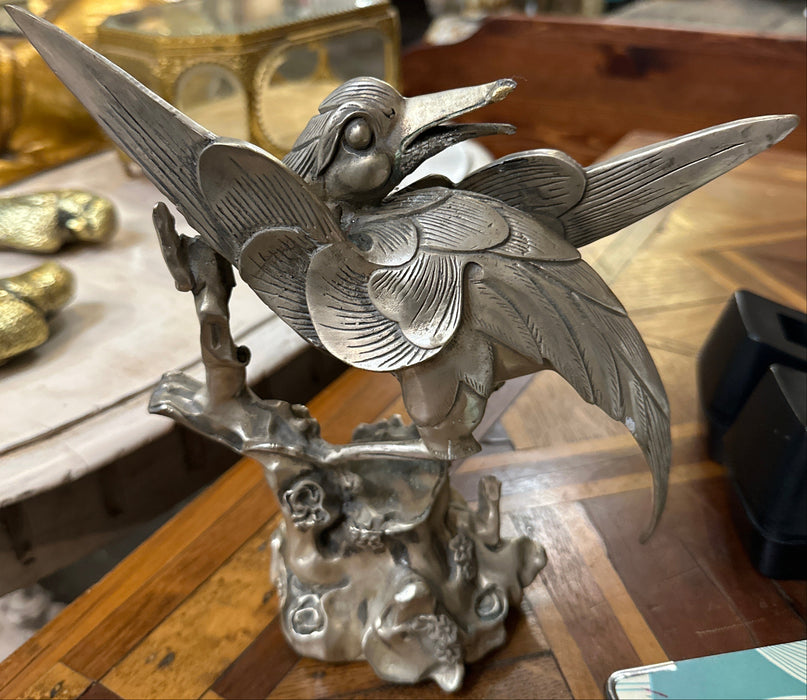 CHINESE SILVER METAL HEAVY BIRD