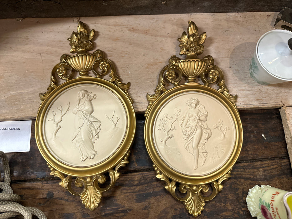 PAIR OF PLASTIQUE LADY PLAQUES