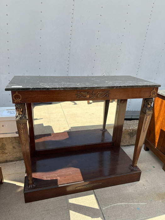 FRENCH EMPIRE MARBLE TOP FIGURAL CARVED CONSOLE