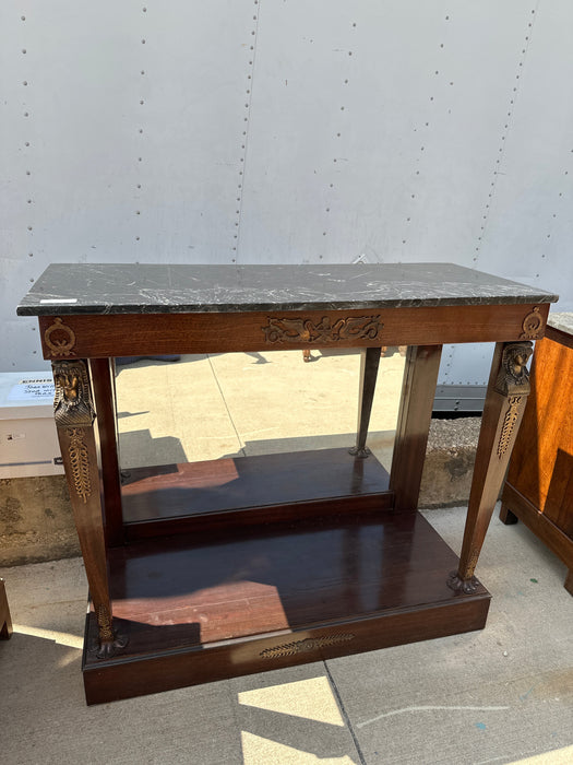 FRENCH EMPIRE MARBLE TOP FIGURAL CARVED CONSOLE