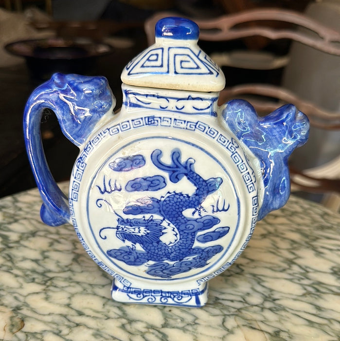 SMALL BLUE AND WHITE DRAGON TEAPOT
