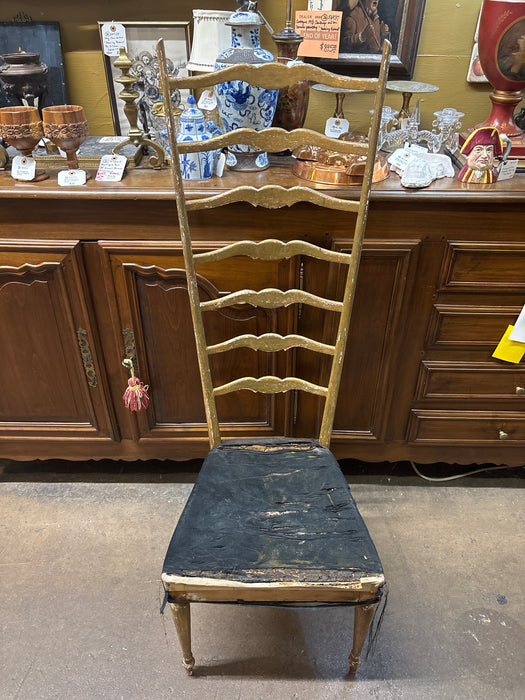 TALL GOLD MID CENTURY LADDER BACK CHAIR