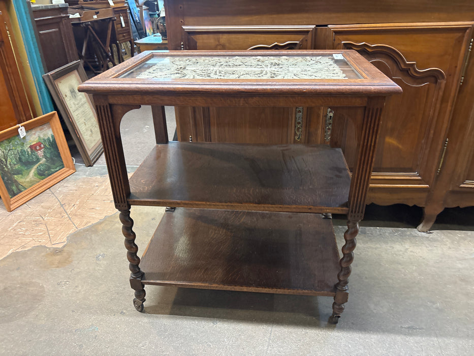 BARLEY TWIST LARGE BAR CART - AS FOUND WHEELS