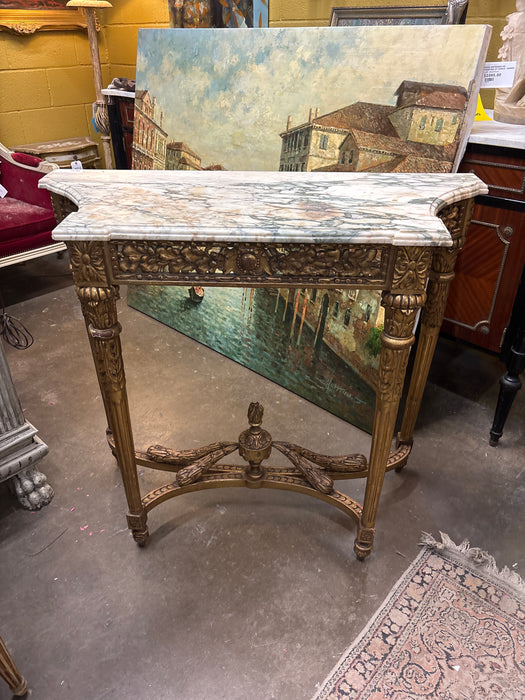 LOUIS XVI GILT WOOD MARBLE TOP CONSOLE TABLE