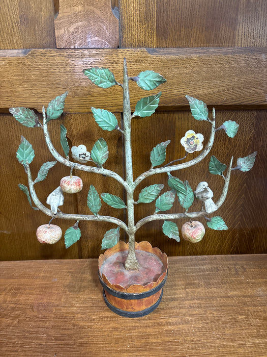 METAL APPLE TREE WITH GREEN LEAVED