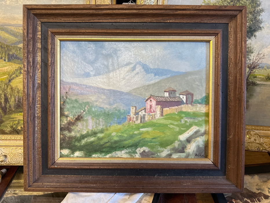 MOUNTAIN FARM LANDSCAPE PAINTING