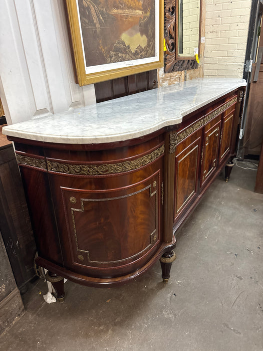 LOUIS XVI WHITE MARBLE TOP 4 DOOR CURVED ENDS SIDEBOARD
