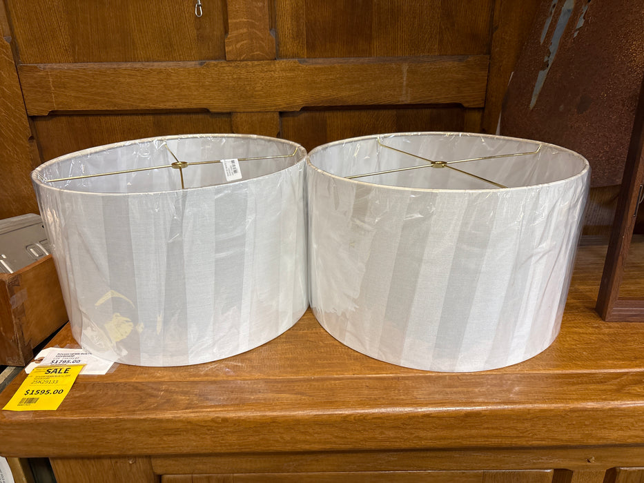 PAIR OF WHITE CYLINDER SHADES