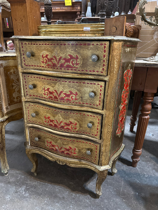 RED AND GOLD 4 DRAWER FLORENTINE CHEST