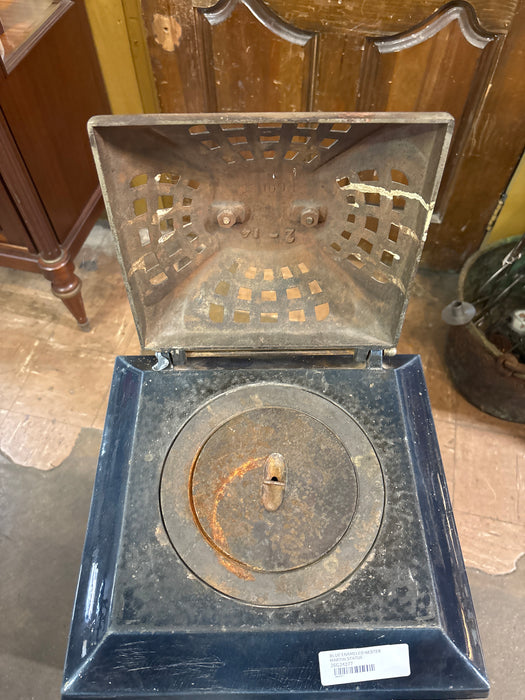 TALL COBALT BLUE FLORAL CAST IRON ENAMELED NESTER MARTIN STOVE