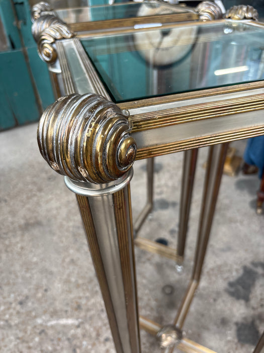 PAIR OF LABARGE STEEL AND BRASS PLANT STANDS IN FRENCH NEO CLASSICAL STYLE