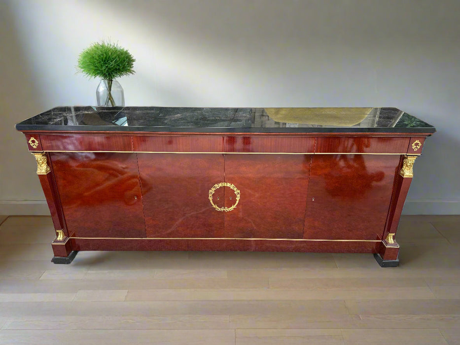 BLACK MARBLE TOP EMPIRE SIDEBOARD