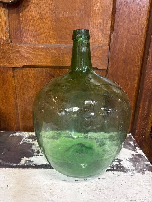 MEDIUM HAND BLOWN GREEN WINE BOTTLE