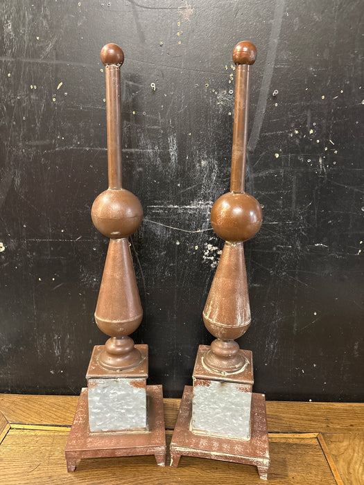 PAIR OF TIN FINIALS -1 OF 2 PAIRS