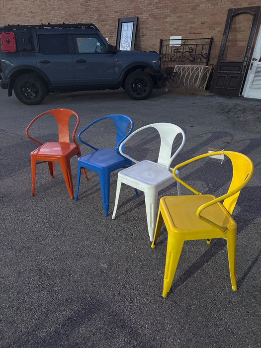 SET OF 4 COLORFUL METAL CHAIRS