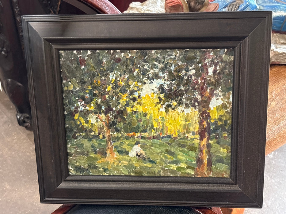 SMALL ACRYLIC SUNSET PAINTING ON CANVAS - SIGNED