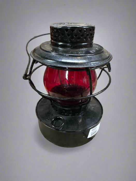 BLACK WITH RUBY GLASS LANTERN