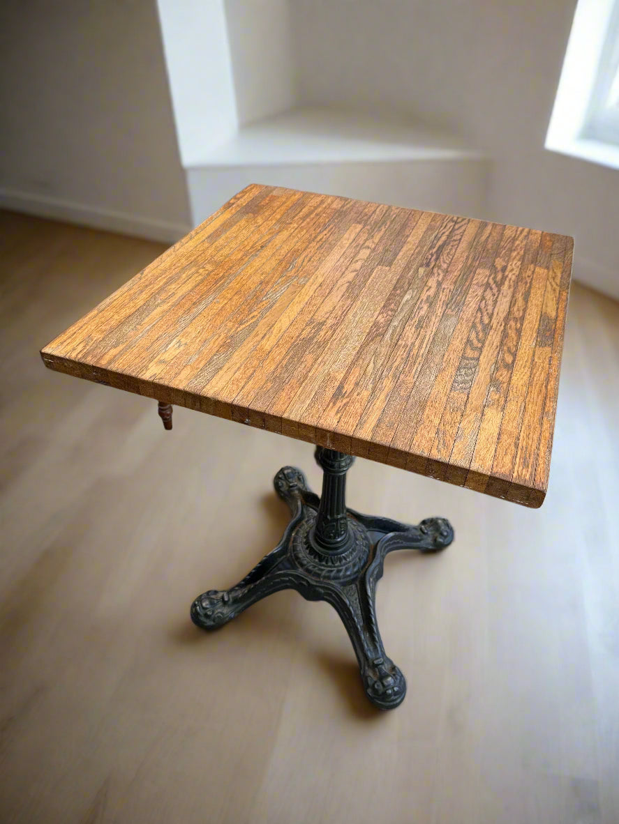 OAK TOP IRON BASE PUB TABLE — Lots of Furniture