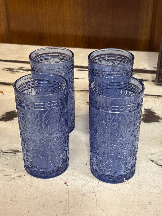 SET OF 4 BLUE GLASSES