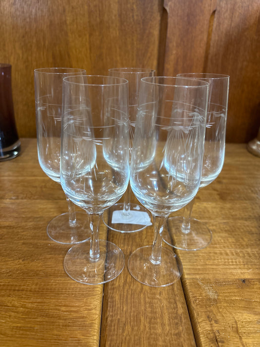SET OF 5 ETCHED CHAMPAGNES