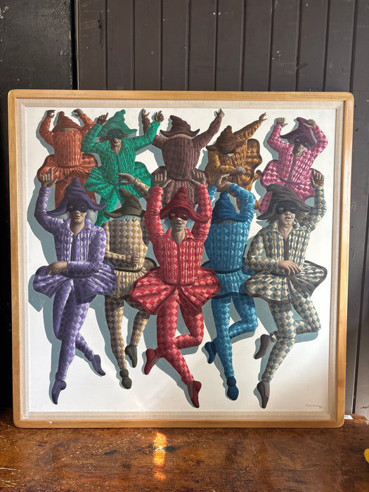 LARGE HARLEQUIN OIL PAINTING