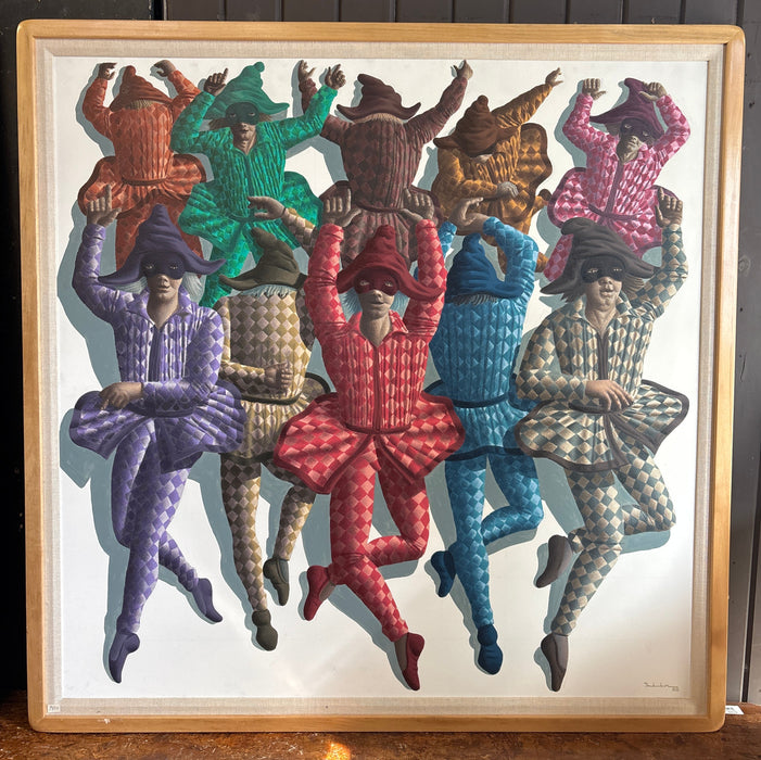 LARGE HARLEQUIN OIL PAINTING