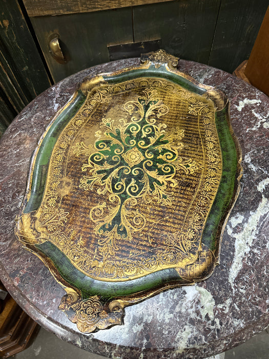 GREEN AND GOLD FLORENTINE TRAY