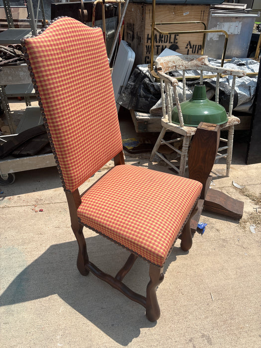 SET OF 4 RED CHECKERED MUTTON BONE CHAIRS