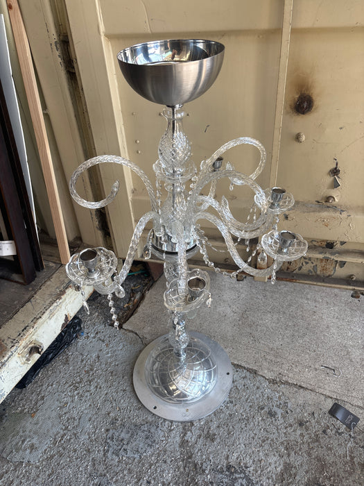 LARGE CHANDELIER GLASS COLLUMN WITH ARMS - AS FOUND