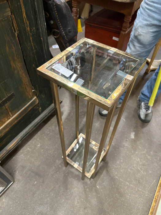 BRASS AND GLASS VINTAGE PLANT STAND