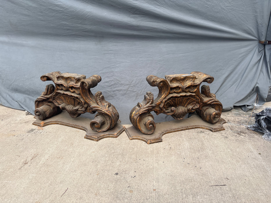 PAIR OF METAL ORNATE BASES