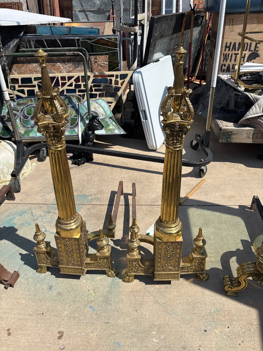 PAIR OF TALL CLASSIC BRASS ANDIRONS