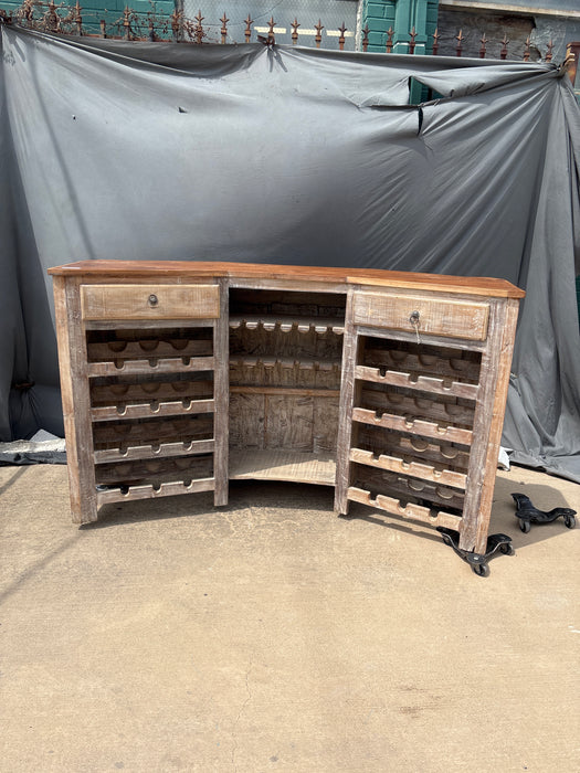 TEAK BAR WITH IRON STUDS