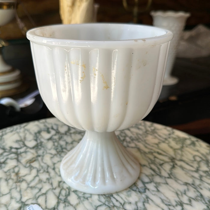 FOOTED MILK GLASS PLANTER