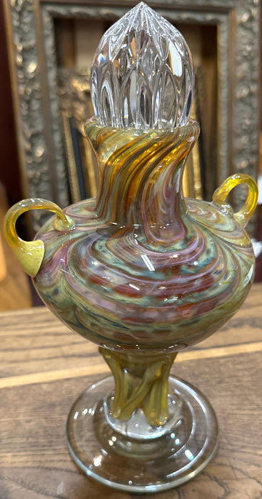 YELLOW AND ORANGE MURANO GLASS URN